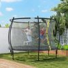 8ft Outdoor Trampoline for Kids with Safety Enclosure Net, Curved Poles and Safety Pad, ASTM Approved, Black