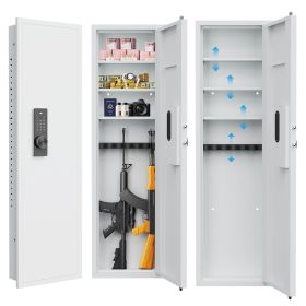 53" Passwod Touch Panel In-Wall Safe,Hidden Wall Gun Safe for Rifles with Adjustable Shelves