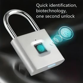 1 Smart Fingerprint Padlock - Alloy Mini Biometric Security Lock, Quick Unlock, Anti-Theft Keyless Entry, USB Rechargeable Lithium Polymer Battery