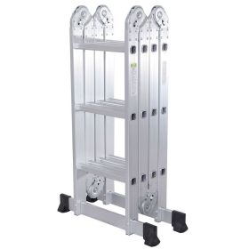 Multi Purpose Joint Folding Ladder Aluminum Telescoping Extension Ladder with Safety Locks Heavy Duty Foldable Step Ladder for Home Construction Roofi