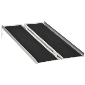 4ft Portable Wheelchair Ramp: Aluminum, Durable, Foldable Mobility Aid, Non-Skid PVC Surface for Safety