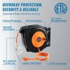 VEVOR Retractable Extension Cord Reel, 30 FT, Heavy Duty 16AWG/3C SJTOW Power Cord, with Lighted Triple Tap Outlet 10 Amp Circuit Breaker