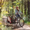 Aosom 2-in-1 Red Child Bike Trailer & Baby Stroller, Enhanced Safety Features, Brake, Flag, Reflectors, Storage