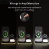 3-in-1 Fast Wireless Charging Station for iPhone 12/13/14 Series, Apple Watch AirPods - 15W Power, Night Stand Mode (Black)