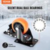 VEVOR Caster Wheels, 3-inch Swivel Plate Casters, Set of 4, with Security A/B Locking No Noise PVC Wheels, Heavy Duty 250 lbs Load Capacity Per Caster