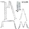 Multi Purpose Joint Folding Ladder Aluminum Telescoping Extension Ladder with Safety Locks Heavy Duty Foldable Step Ladder for Home Construction Roofi