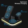 3-in-1 Fast Wireless Charging Station for iPhone 12/13/14 Series, Apple Watch AirPods - 15W Power, Night Stand Mode (Black)