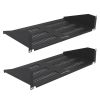 Wavenet – 19" Wide 2U Rack Mount Vented Shelf, Weight Capacity 50lbs, 10" Deep Tray, Steel, Black – Pack of 2