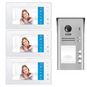 Intercom System for Building | 3 Apartment WiFi Video Doorbell | 3 Monitors 7" | Buzzer System, Door Release - DX4731M/ID