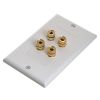 Cmple - Speaker Wall Plate (Banana Plug Wall Plate) Speaker Wire Wallplate for 2 Speakers - White Decora Style