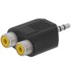 3.5mm Stereo Plug to 2xRCA Jack Adapter - Straight