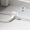3-Outlet Household Indoor Extension Power Cord - 2 Prong with Protection Outlet Cover - 6 Feet, White