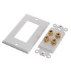 Cmple - Speaker Wall Plate (Banana Plug Wall Plate) Speaker Wire Wallplate for 2 Speakers - White Decora Style