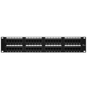 Cmple - 48 Port Cat5e Patch Panel 2U 19 inch Rack or Wall Mount 110 Type Compatible 568A/B Rackmount RJ45 Patch Panel