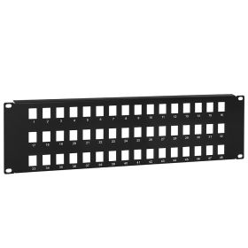 Cmple - 48 Port Blank Keystone Network Patch Panel, 3U Rack Mount Multimedia 19" Patch Panel, RJ45 Ethernet, USB, HDMI, Cat5e, Cat6