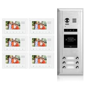 Intercom System for Apartment | 6 Apartment Video Doorbell | 2 Wire Buzzer System, 6 Monitors 4.3" - DK43361S/ID