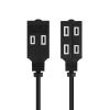 3-Outlet Household Indoor Extension Power Cord - 2 Prong with Protection Outlet Cover - 6 Feet, Black