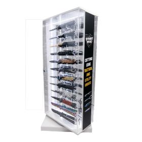 Rotating Countertop LED Knife Display (style: Deluxe 72 Knife Display)